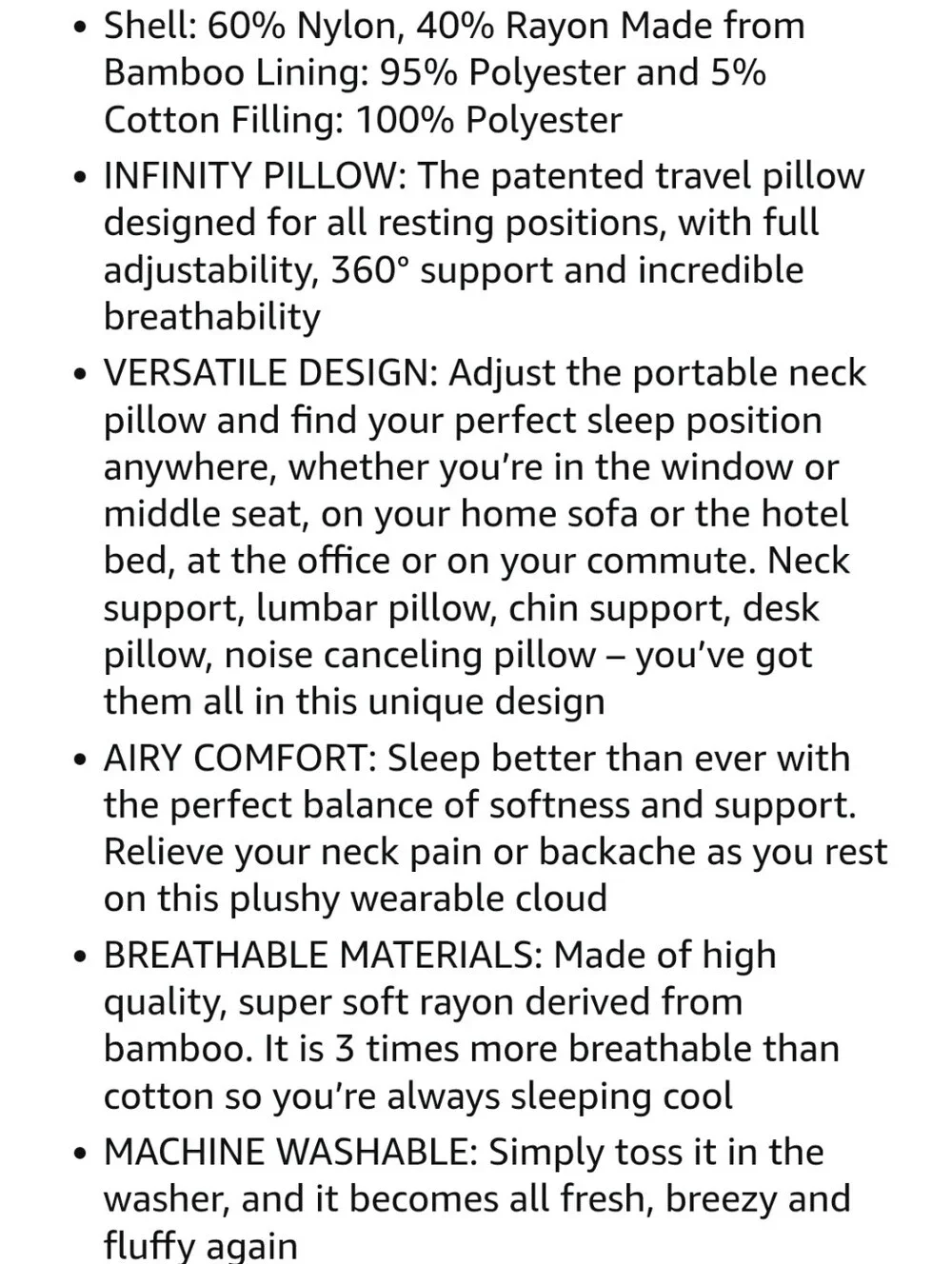 Huzi NWT Travel Infinity Scarf Neck Pillow Support Sleep In Dark Gray